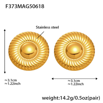 316L Stainless Steel Two-Tone Minimalist Circle Stud Earrings - Image 10