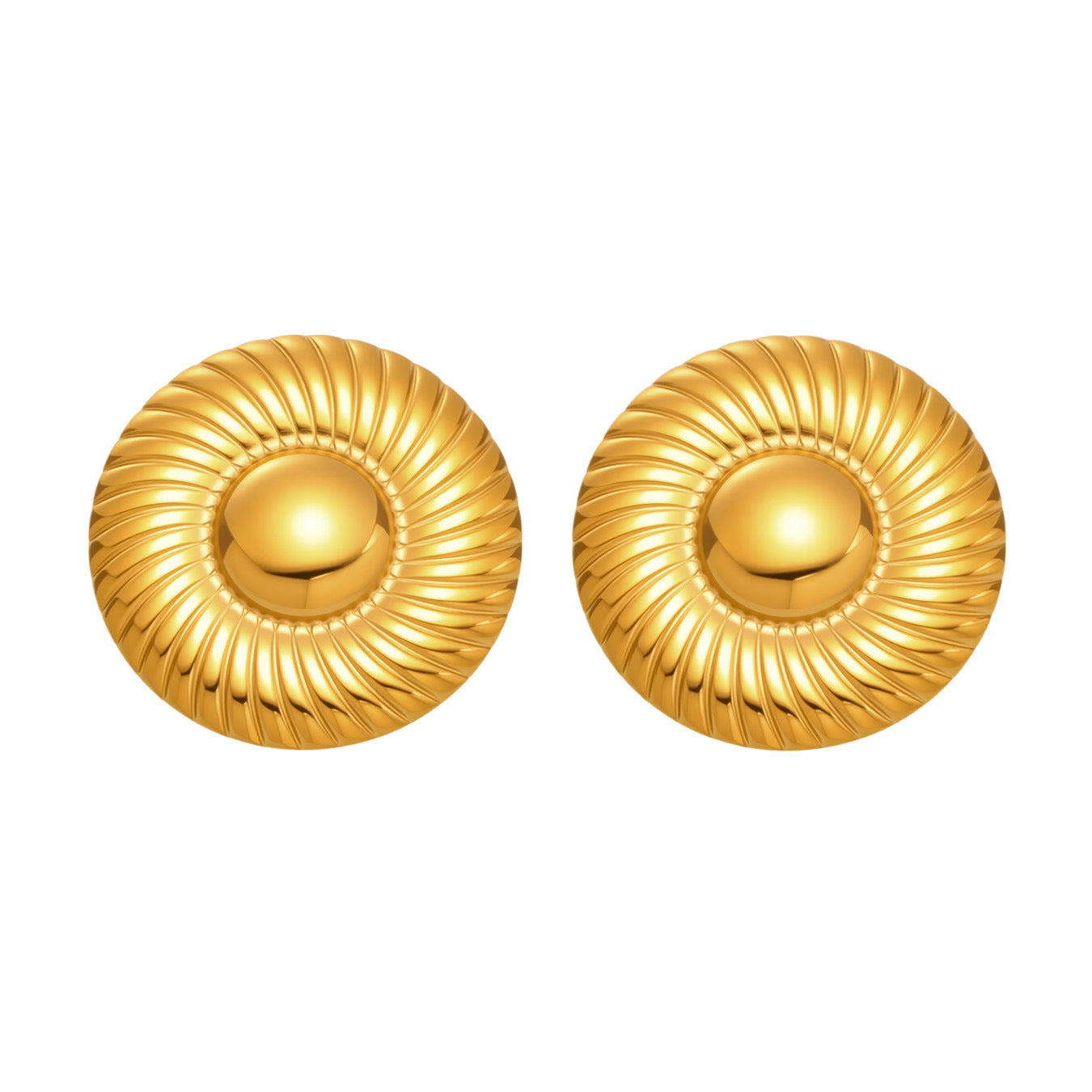316L Stainless Steel Two-Tone Minimalist Circle Stud Earrings - Image 2
