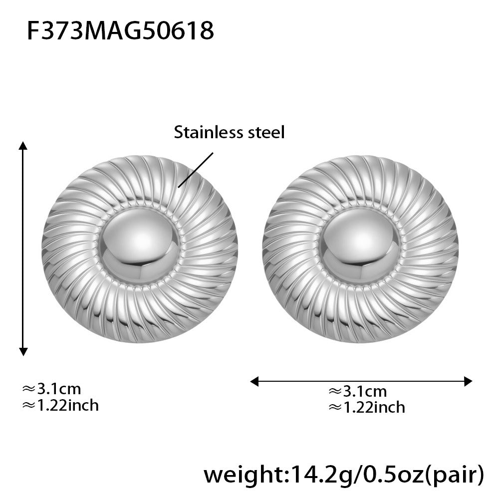 316L Stainless Steel Two-Tone Minimalist Circle Stud Earrings - Image 6