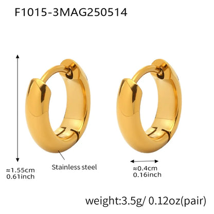 316L Stainless Steel Two-Tone Minimalist Huggie Hoops - Image 11