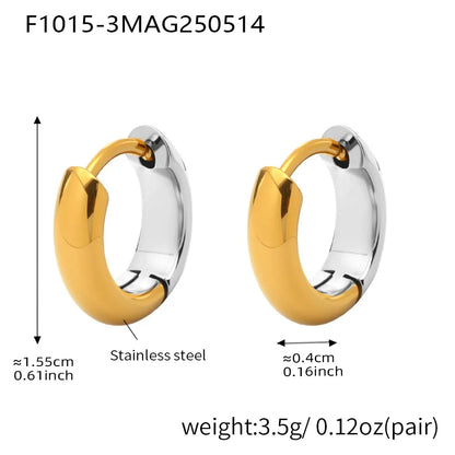 316L Stainless Steel Two-Tone Minimalist Huggie Hoops - Image 13
