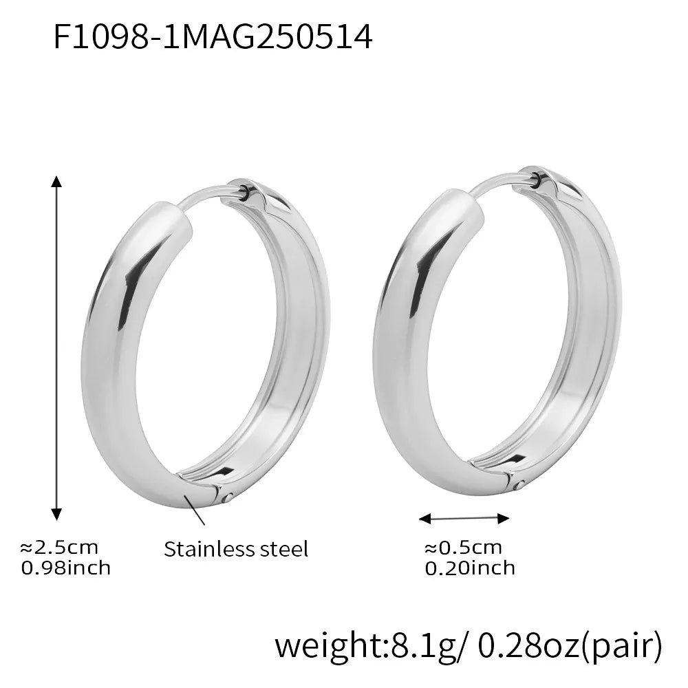 316L Stainless Steel Two-Tone Minimalist Huggie Hoops - Image 15