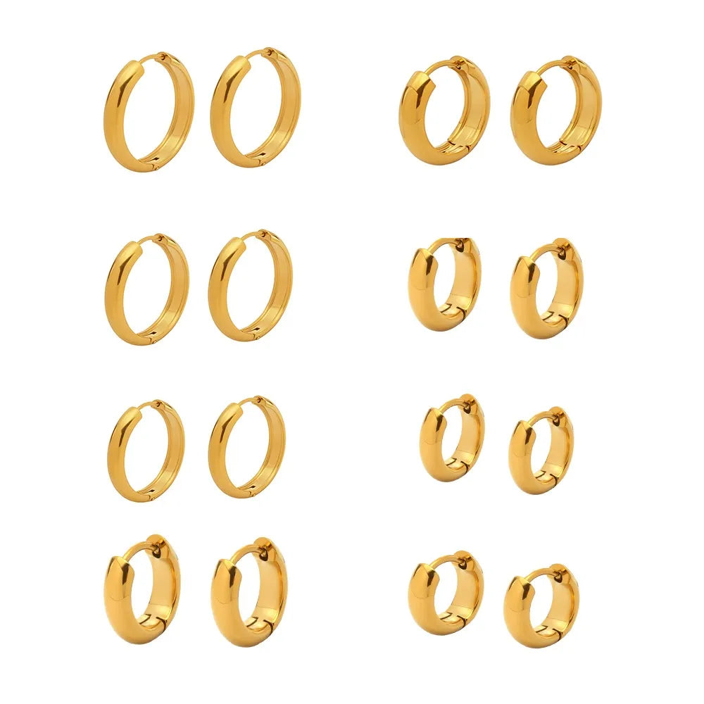 316L Stainless Steel Two-Tone Minimalist Huggie Hoops - Image 4