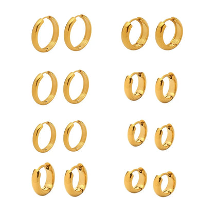 316L Stainless Steel Two-Tone Minimalist Huggie Hoops - Image 4