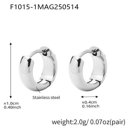 316L Stainless Steel Two-Tone Minimalist Huggie Hoops - Image 6