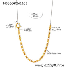 316L stainless steel two tone OT toggle long chain necklace size chart 85cm