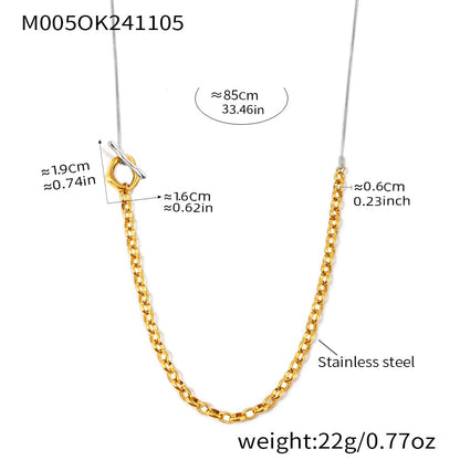 316L stainless steel two tone OT toggle long chain necklace size chart 85cm