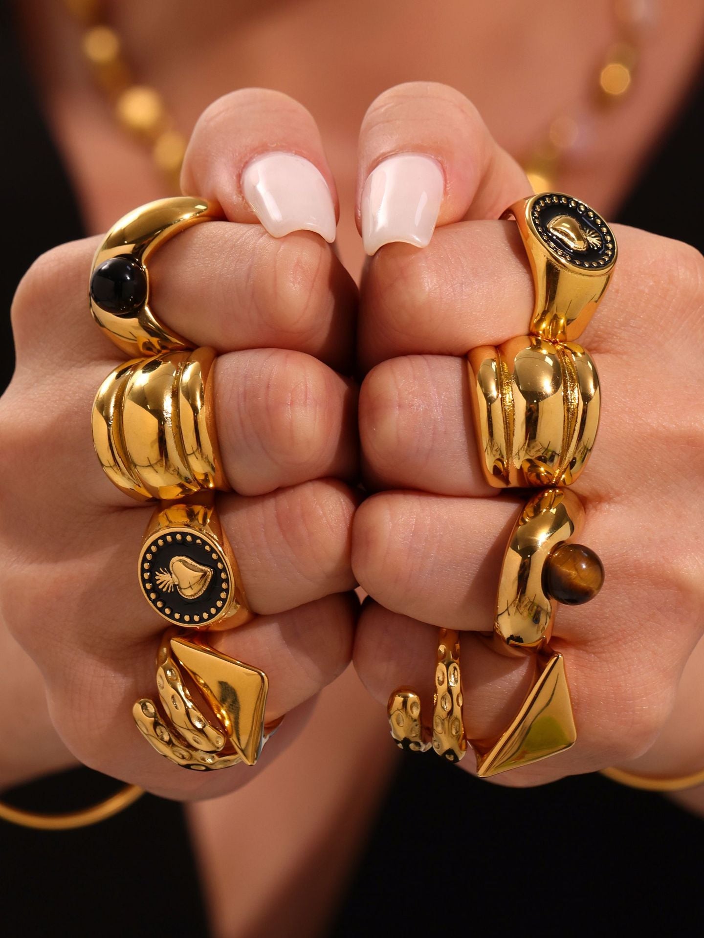 316L Stainless Steel Two-Tone Tarnish-Free Statement Ring - Image 10