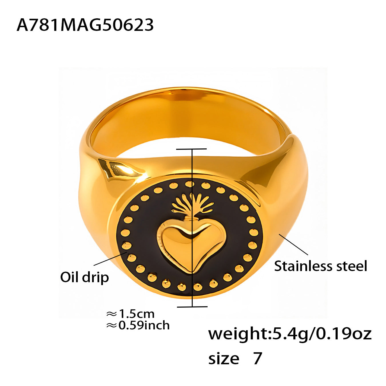 316L Stainless Steel Two-Tone Tarnish-Free Statement Ring - Image 13
