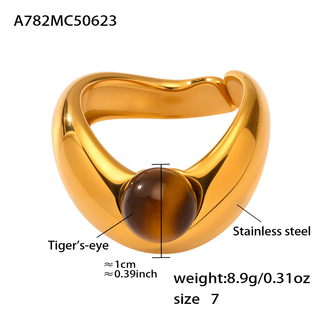 316L Stainless Steel Two-Tone Tarnish-Free Statement Ring - Image 17
