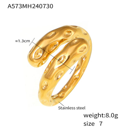 316L Stainless Steel Two-Tone Tarnish-Free Statement Ring - Image 18