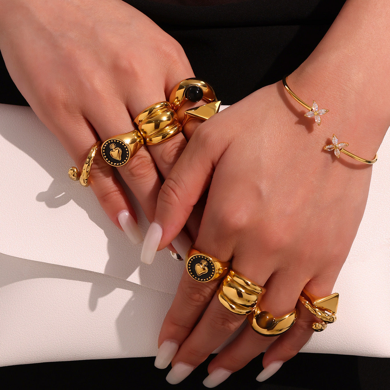 316L Stainless Steel Two-Tone Tarnish-Free Statement Ring - Image 19