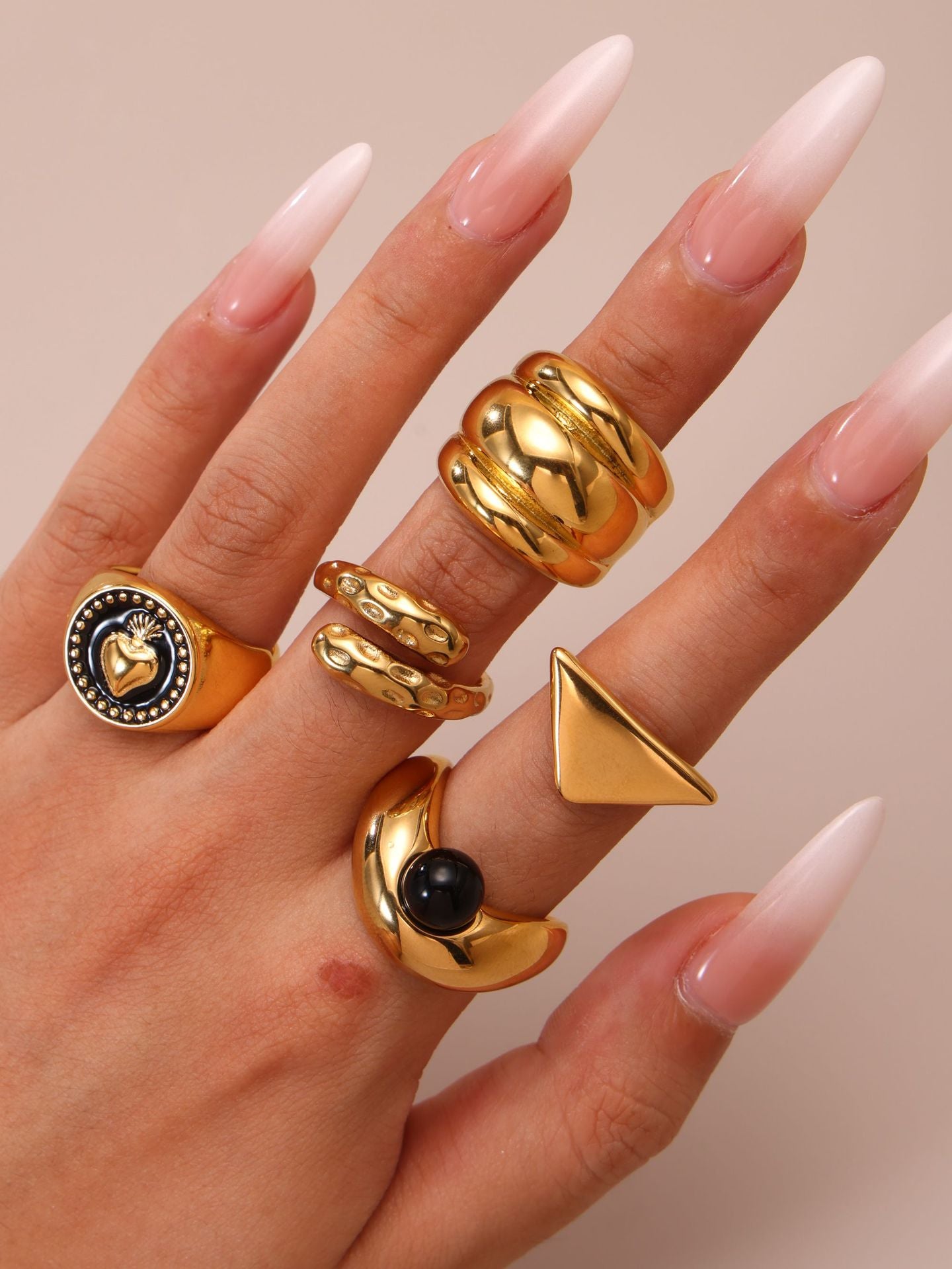 316L Stainless Steel Two-Tone Tarnish-Free Statement Ring - Image 20