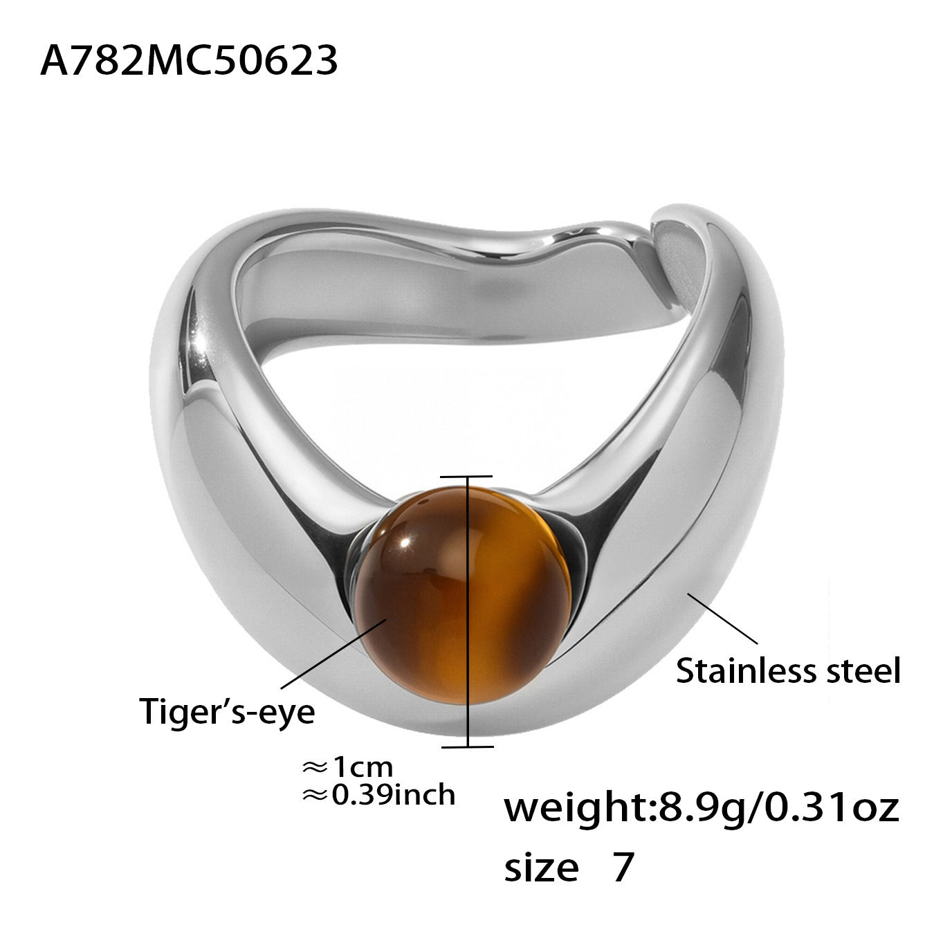 316L Stainless Steel Two-Tone Tarnish-Free Statement Ring - Image 22