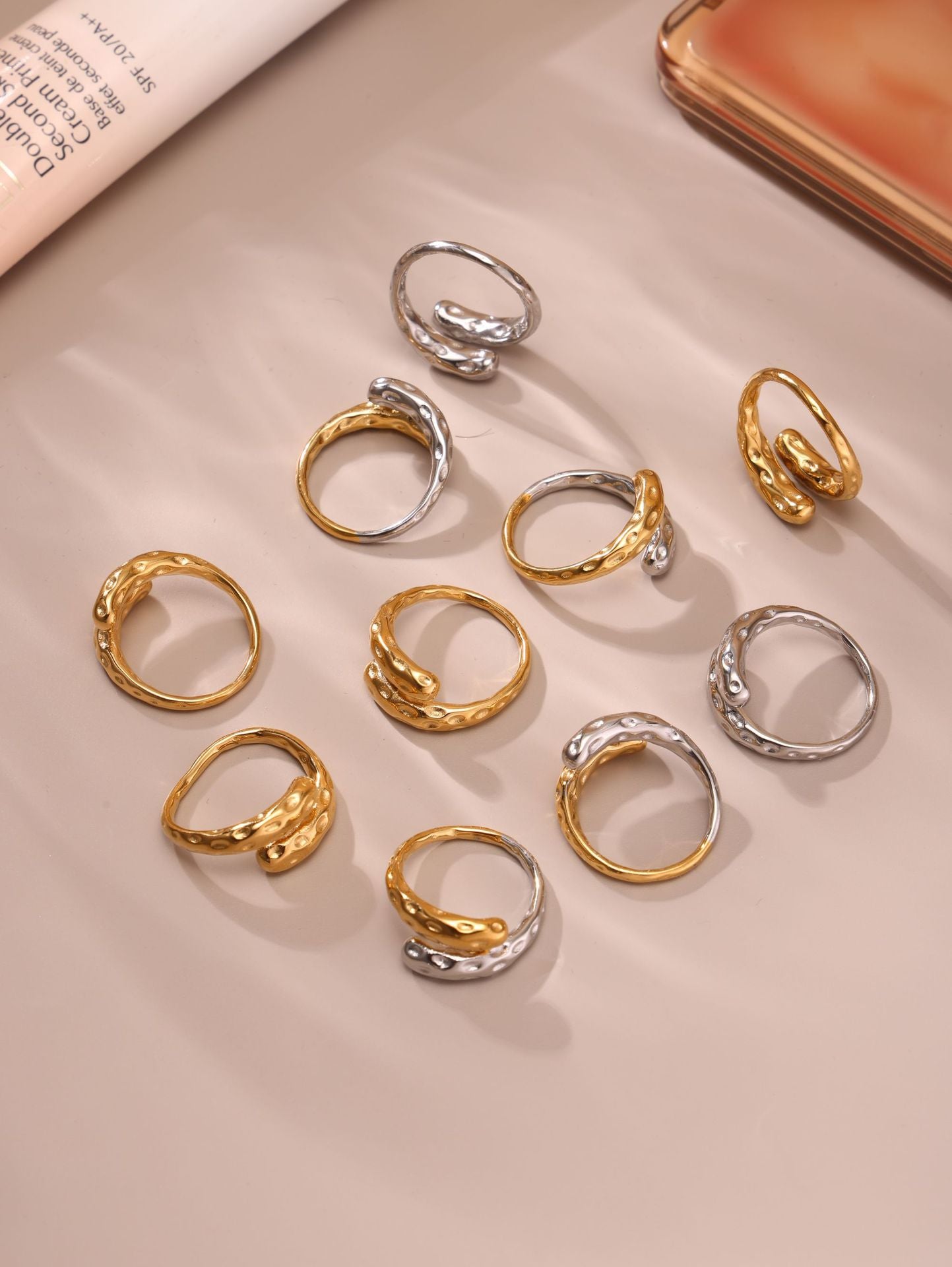 316L Stainless Steel Two-Tone Tarnish-Free Statement Ring - Image 23