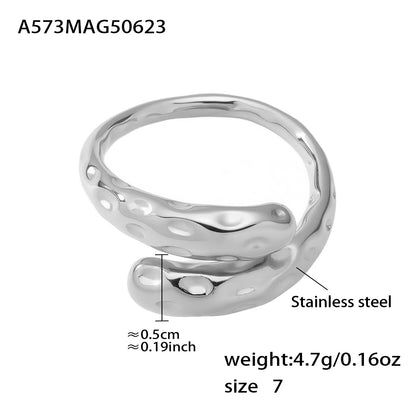 316L Stainless Steel Two-Tone Tarnish-Free Statement Ring - Image 3