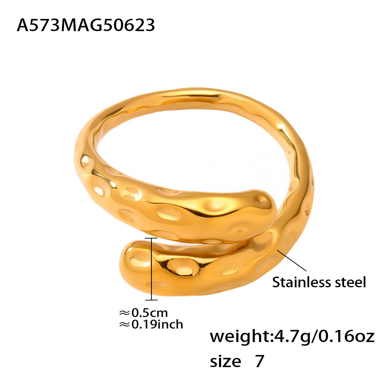 316L Stainless Steel Two-Tone Tarnish-Free Statement Ring - Image 4