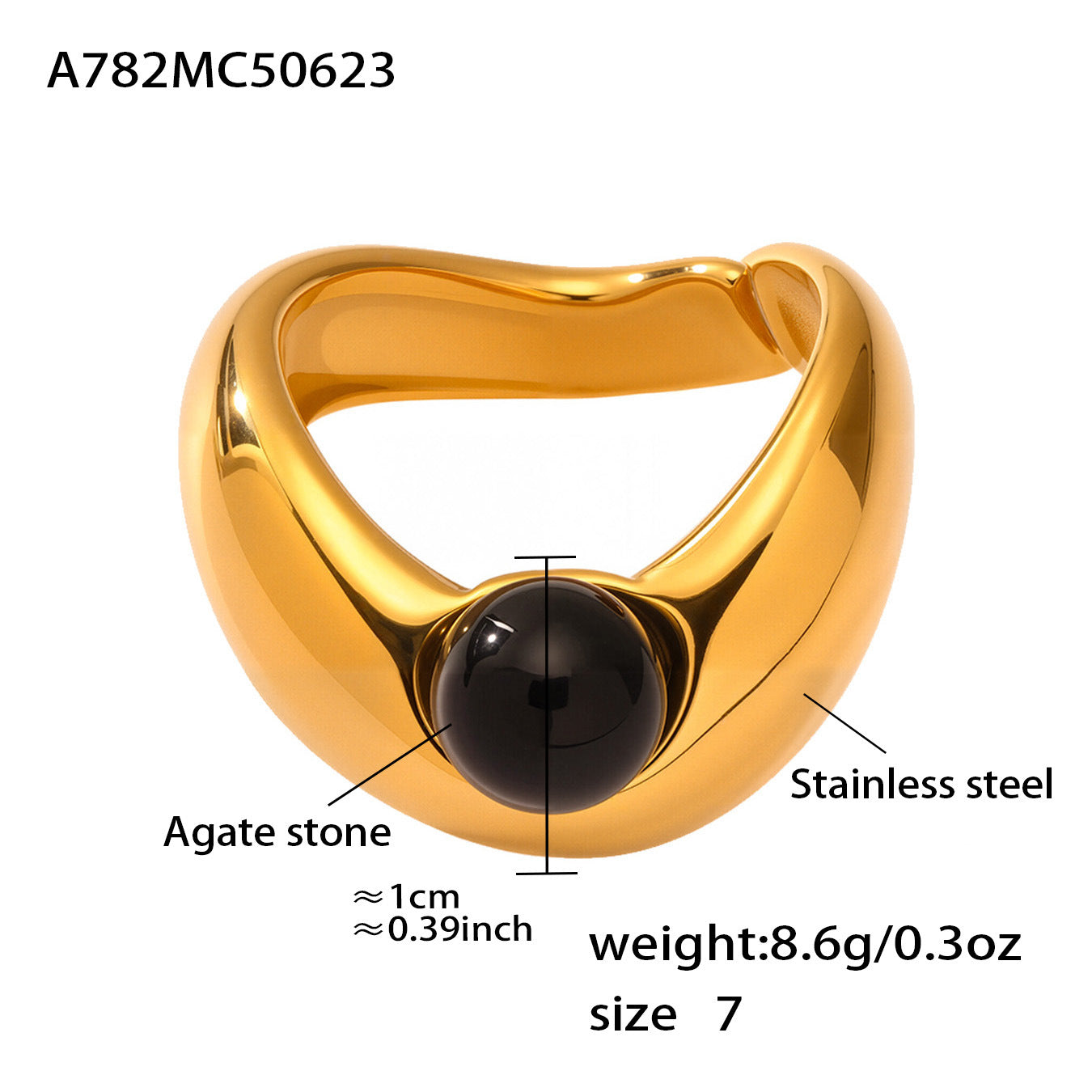 316L Stainless Steel Two-Tone Tarnish-Free Statement Ring - Image 5
