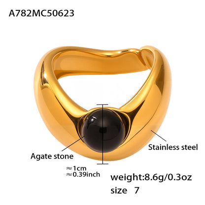 316L Stainless Steel Two-Tone Tarnish-Free Statement Ring - Image 5