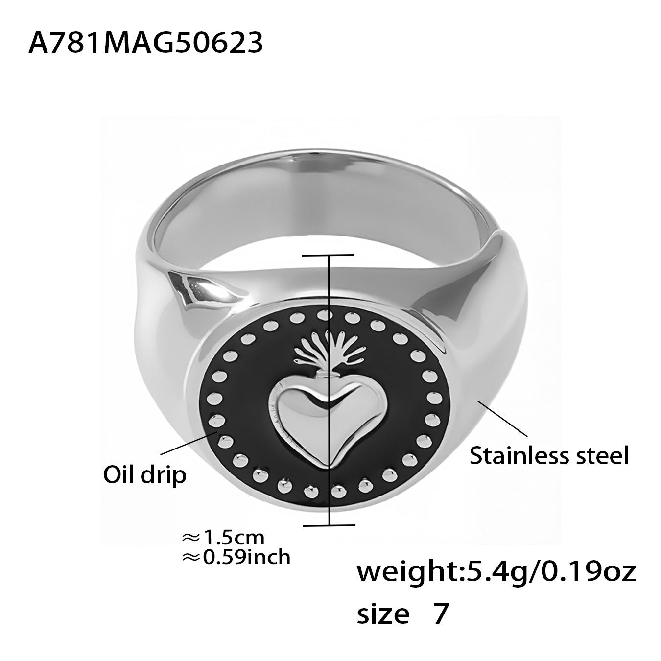 316L Stainless Steel Two-Tone Tarnish-Free Statement Ring - Image 6