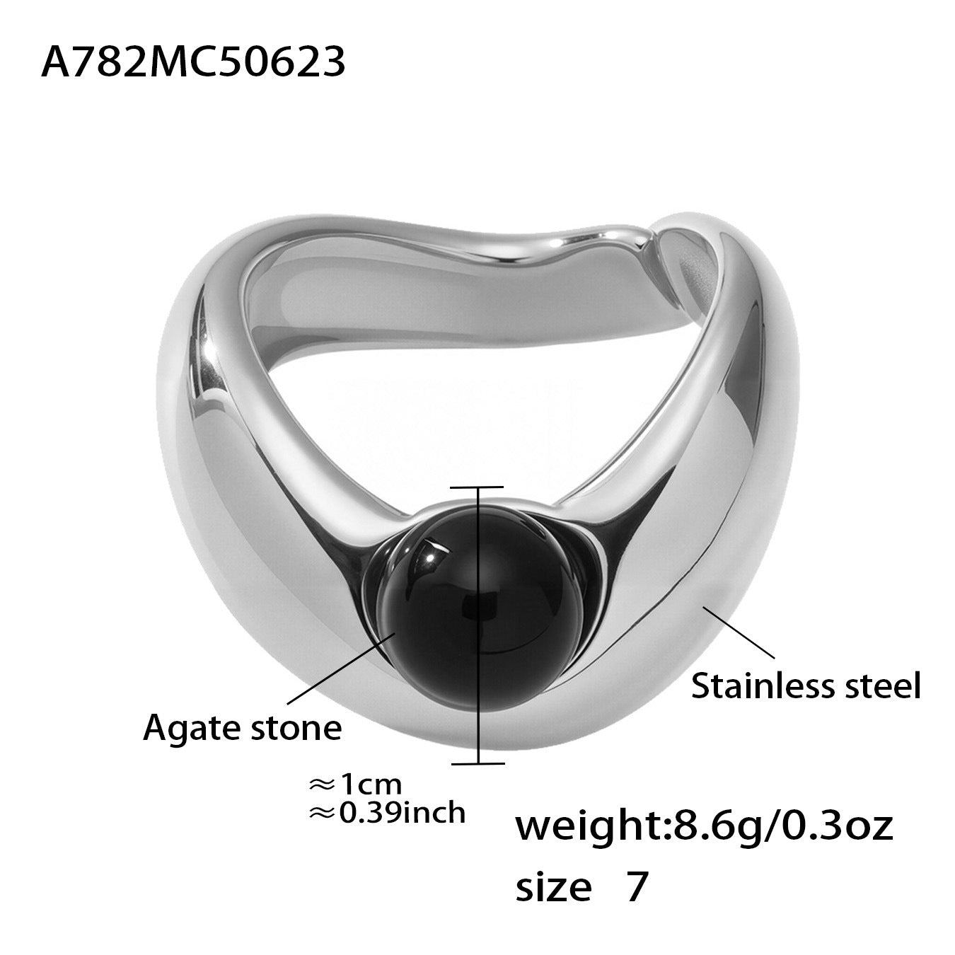 316L Stainless Steel Two-Tone Tarnish-Free Statement Ring - Image 7