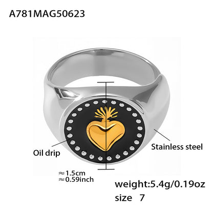 316L Stainless Steel Two-Tone Tarnish-Free Statement Ring - Image 8