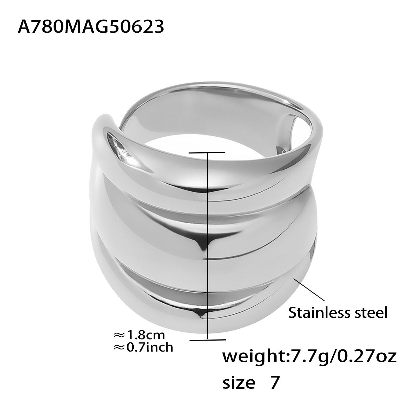 316L Stainless Steel Two-Tone Tarnish-Free Statement Ring - Image 9