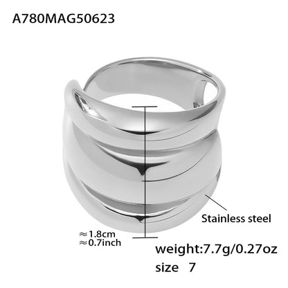 316L Stainless Steel Two-Tone Tarnish-Free Statement Ring - Image 9