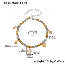 316L Stainless Steel Two-tone Zircon Star & Heart Charm Chain - Image 1