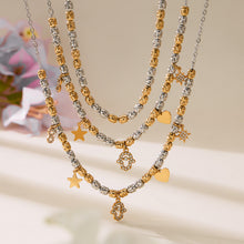316L Stainless Steel Two-tone Zircon Star & Heart Charm Chain - Image 2