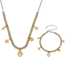 316L Stainless Steel Two-tone Zircon Star & Heart Charm Chain - Image 5