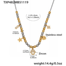 316L Stainless Steel Two-tone Zircon Star & Heart Charm Chain - Image 6
