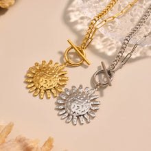 316L Stainless Steel Unique Hammered Sunflower OT Buckle Necklace - Image 2