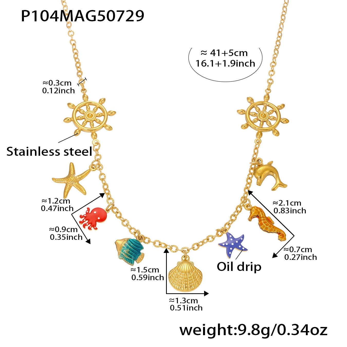 316L Stainless Steel Vacation-Inspired Charm Necklace - Image 6