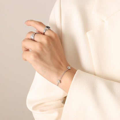 316L Stainless Steel Versatile Sweet Style Heart Necklace & Bracelet Set - Image 11