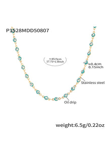 316L Stainless Steel Vibrant Drip Enamel Evil Eye Necklace - Image 1