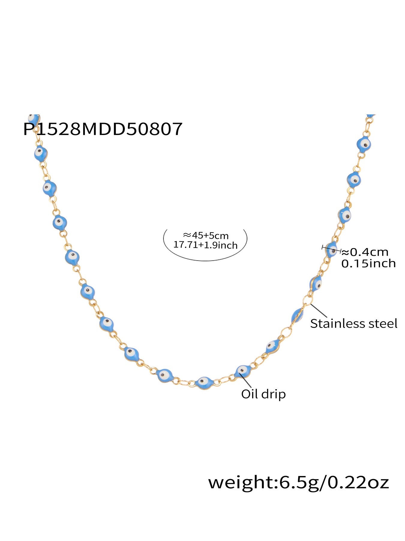 316L Stainless Steel Vibrant Drip Enamel Evil Eye Necklace - Image 10
