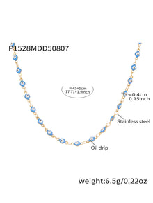 316L Stainless Steel Vibrant Drip Enamel Evil Eye Necklace - Image 10