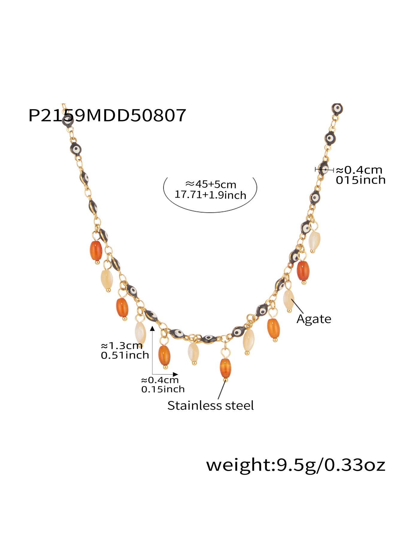 316L Stainless Steel Vibrant Drip Enamel Evil Eye Necklace - Image 12