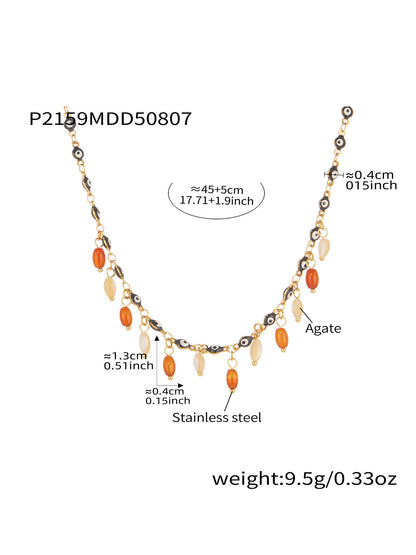 316L Stainless Steel Vibrant Drip Enamel Evil Eye Necklace - Image 12