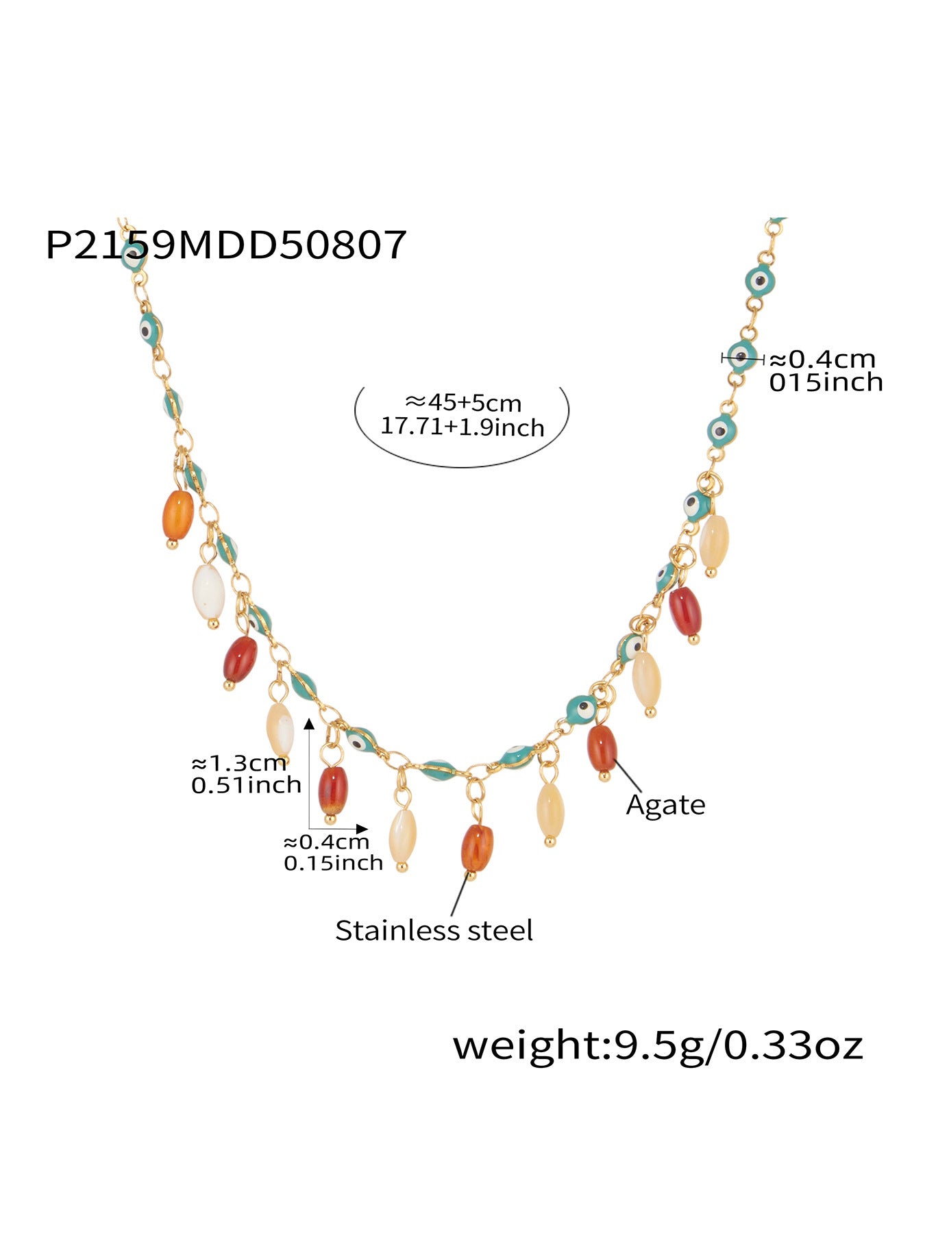 316L Stainless Steel Vibrant Drip Enamel Evil Eye Necklace - Image 13