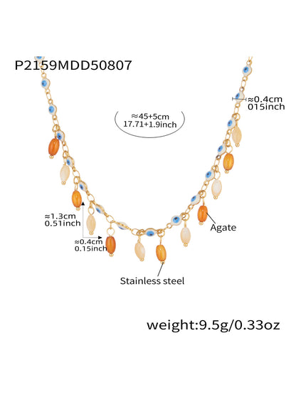 316L Stainless Steel Vibrant Drip Enamel Evil Eye Necklace - Image 15