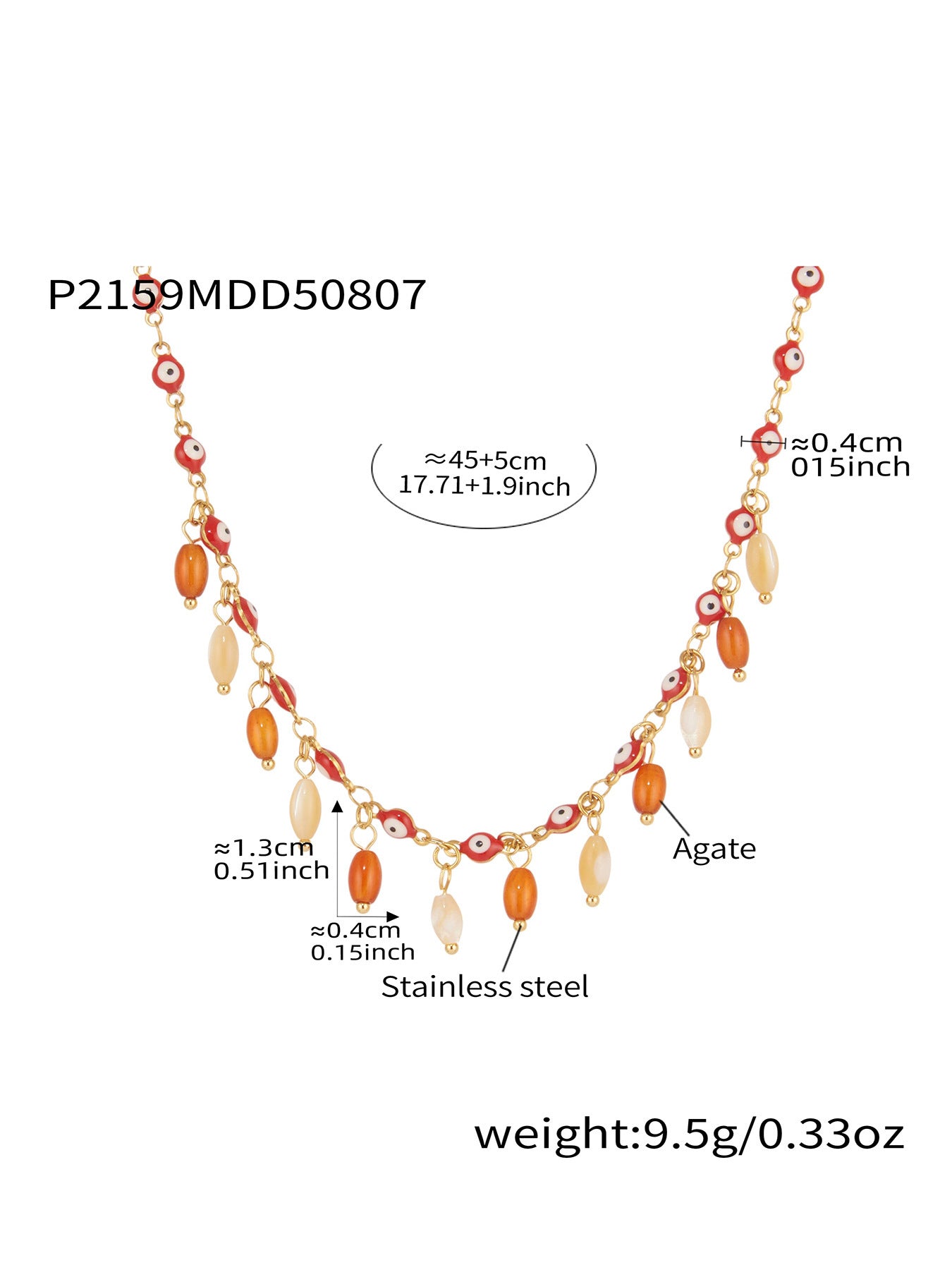 316L Stainless Steel Vibrant Drip Enamel Evil Eye Necklace - Image 16