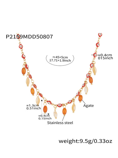 316L Stainless Steel Vibrant Drip Enamel Evil Eye Necklace - Image 16