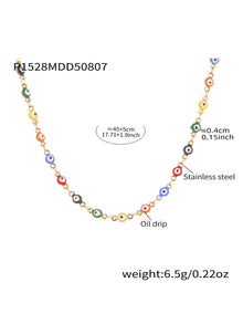 316L Stainless Steel Vibrant Drip Enamel Evil Eye Necklace - Image 17