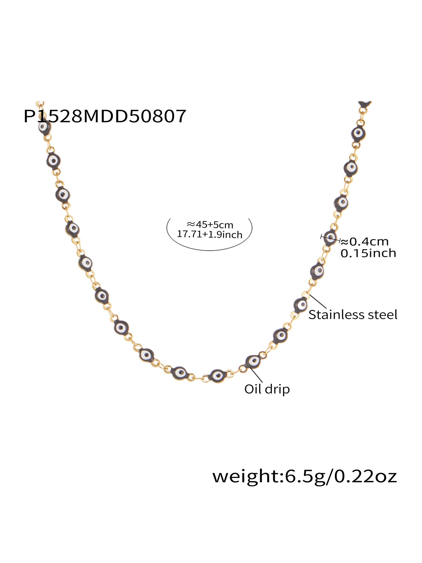 316L Stainless Steel Vibrant Drip Enamel Evil Eye Necklace - Image 18