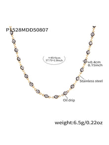 316L Stainless Steel Vibrant Drip Enamel Evil Eye Necklace - Image 18