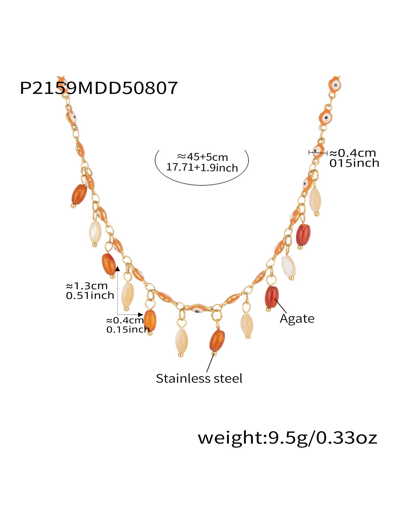 316L Stainless Steel Vibrant Drip Enamel Evil Eye Necklace - Image 19