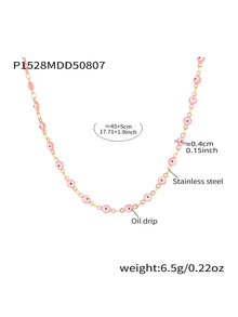 316L Stainless Steel Vibrant Drip Enamel Evil Eye Necklace - Image 2