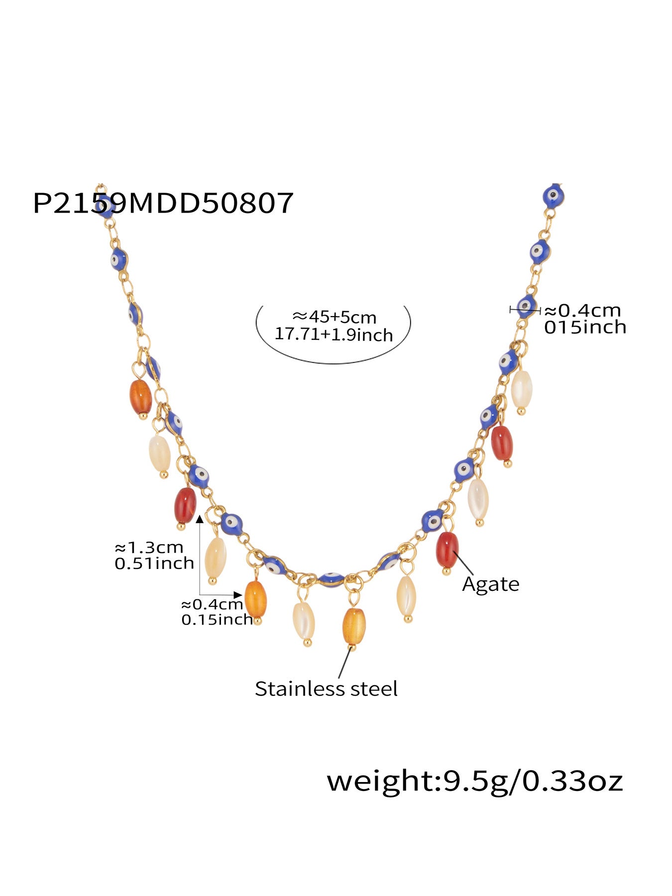 316L Stainless Steel Vibrant Drip Enamel Evil Eye Necklace - Image 21